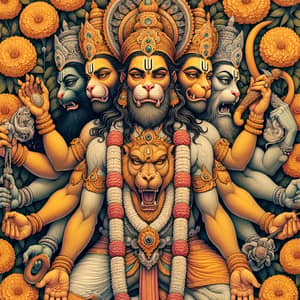 Panchmukhi Hanuman: Five-Faced Form Hindu Monkey God