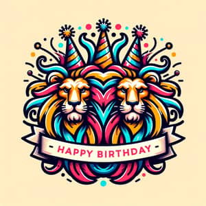 Festive Lion Logo Design | Roaring Birthday Celebration