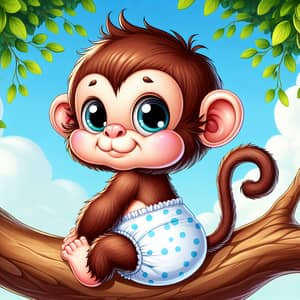 Adorable Chubby Monkey in Diaper - Fun and Mischief