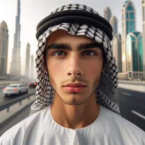 Hyper-Realistic High Resolution Image of 18-Year-Old Middle-Eastern Boy in Dubai