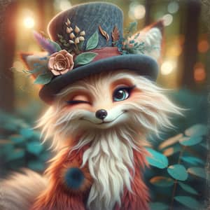 Whimsical Female Fox with Fedora Top Hat | Stunning Portrait