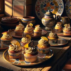 Spanish-Style Cupcakes on Vintage Table | Classic Flavors & Rich Frosting