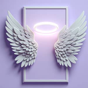 Angel Wings & Glowing Halo 3D Illustration - Ethereal Template