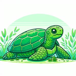 Native Turtle Clipart in Vibrant Green | Serene Nature Scene