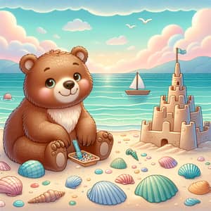 Charming Brown Bear Enjoying Sandy Beach Scene