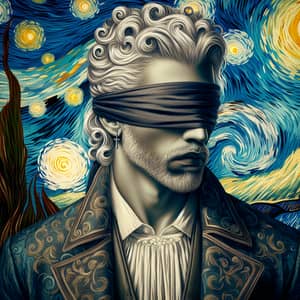 Modern Male Magician in Vincent van Gogh Style Artwork