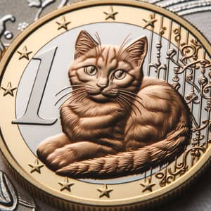 Unique One Euro Coin with Cat Engraving