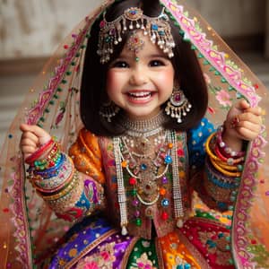 South Asian Girl in Traditional Bridal Outfit | Vibrant Colors & Intricate Details