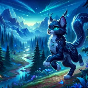Magical Feline Adventure in Enchanting Landscape