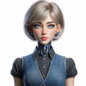 Futuristic Female Android with Pale Blonde Hair