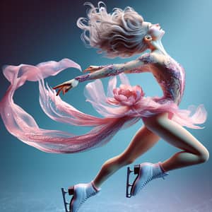 Hyper-Realistic 128k Image of Elegantly Leaping Female Figure Skater