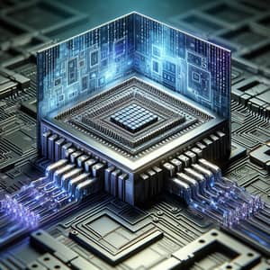 Futuristic Blockchain Artwork with 3D Computer Chip Design