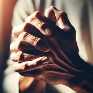 Aged Hands Clasped in Prayer: Serene Moment Captured