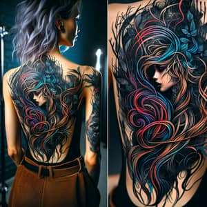 Seductive and Androgynous Vertical Back Tattoo Design
