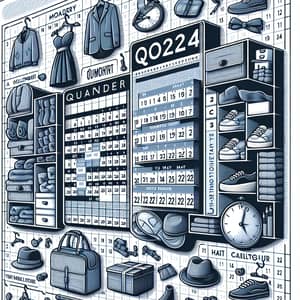 2024 Quarterly Calendar Design for Clothing & Shoe Store