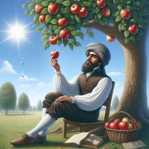Newton Under the Apple Tree: A Moment of Discovery