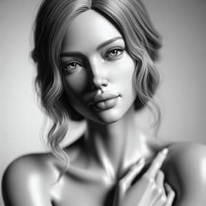 Black & White Fine Art Photography Portrait of 3D Model