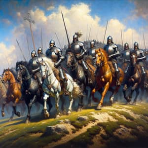Dramatic Polish Knights Riding on Horses: Romanticism Art