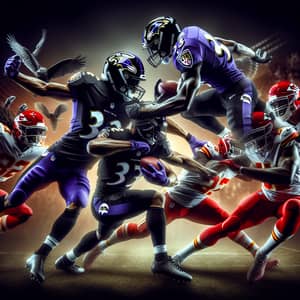 Intense Baltimore Ravens vs Kansas City Chiefs American Football Game