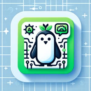 Eco-Friendly AI Assistant Icon with Penguin Element