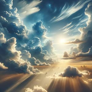 Radiant Sky with Fluffy Clouds: Ethereal Beauty Captured