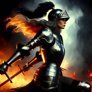 Fierce Female Knight in Medieval Fantasy World