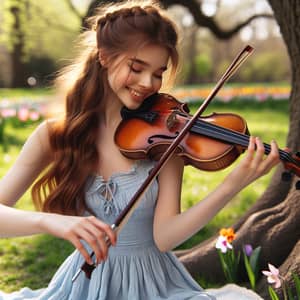 Joyful Teenage Girl Playing Violin in Park | Classical Musician