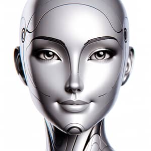 Elegantly Designed Feminine Robot Face with Subtle Smile