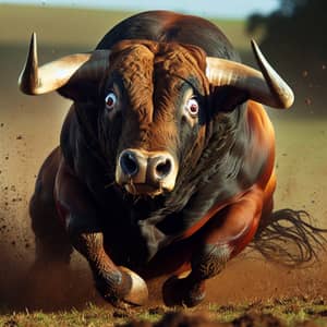 Intense Bull in Wide Pasture | Raw Strength Displayed