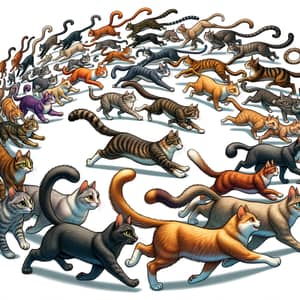 Playful Cats Running in Circle | Feline Camaraderie
