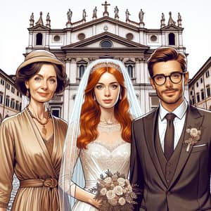Realistic Wedding Scene at Roman Catholic Church in Rome