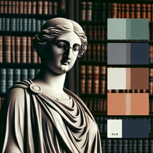 Aged Greek Philosopher Woman Statue in Library