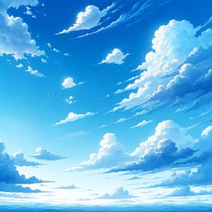 Serene Watercolor Sky with White Cloud Patches