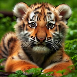Juvenile Tiger - Vibrant Fur and Innocent Eyes