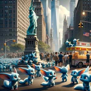 Tiny Blue Creatures Explore New York City | Statue of Liberty Scene