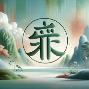 Serene Representation of Chinese Character '岑'