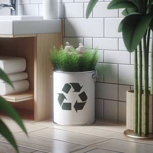 Small Bathroom Trash Can with Recycling Symbol
