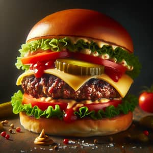 Mouth-Watering Burger with Premium Beef and Cheesy Topping