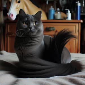 Cat with a Horse's Tail - Quirky and Unusual Image
