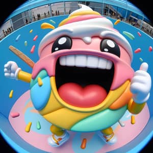 Joyful Ice Cream Cake Mascot | Cheerful Pastel Delight