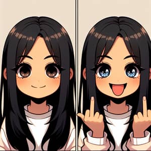 Anime Style South Asian Woman Showing Rebellious Gesture