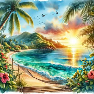 Tropical Paradise Watercolor Artwork