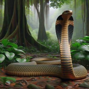 Realistic King Cobra Illustration in Natural Habitat