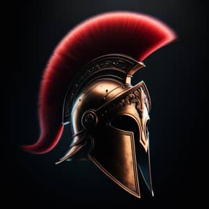 Ancient Spartan Helmet with Red Plume | Reflective Bronze Finish