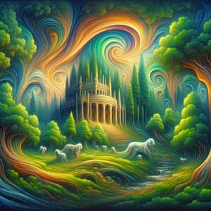 Mystical Forest Temple | Surreal and Enchanting Artwork
