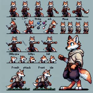 Dungeons and Dragons Pixel Art Sprite Sheet for Furry Character