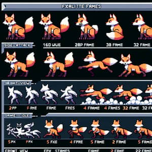 Pixel Art Sprite Sheet for Dungeons & Dragons Style Fox Character