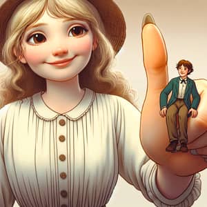 Enchanting Giant Woman: Playful Interaction in Vintage Animation Style