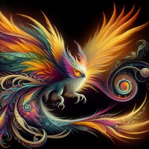 Ethereal Creature with Vibrant Feathers | Fantasy Illustration