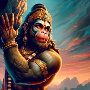 Hanuman: Powerful Monkey God Lifting a Mountain